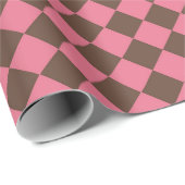 Pink Brown Schachbrett Diamond Pattern Geschenkpapier (Rolleneckpunkt)