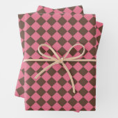 Pink Brown Schachbrett Diamond Pattern Geschenkpapier Set (Beispiel)