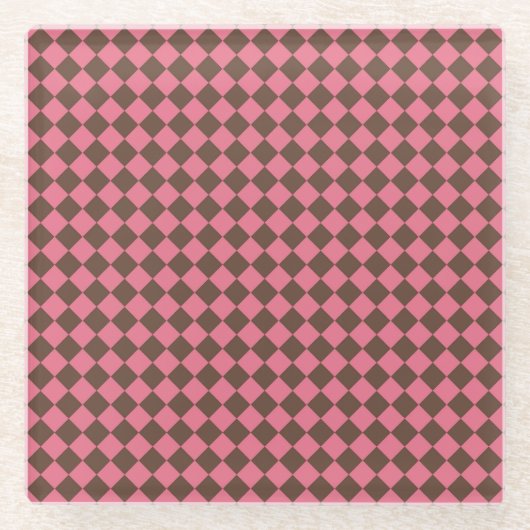 Pink Brown Schachbrett Diamond Pattern Glasuntersetzer (Vorderseite)