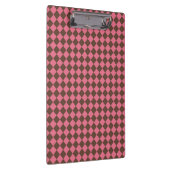 Pink Brown Schachbrett Diamond Pattern Klemmbrett (Rechts)