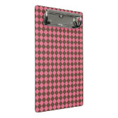 Pink Brown Schachbrett Diamond Pattern Mini Klemmbrett (Schrägansicht)