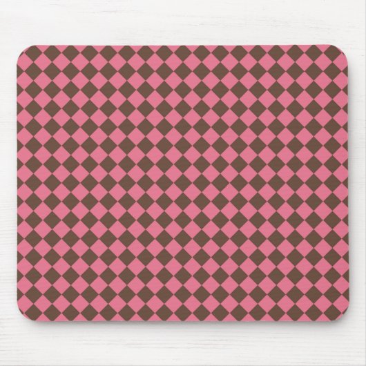 Pink Brown Schachbrett Diamond Pattern Mousepad (Vorne)