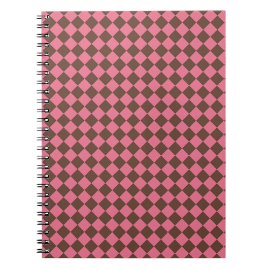 Pink Brown Schachbrett Diamond Pattern Notizblock (Vorderseite)