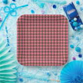 Pink Brown Schachbrett Diamond Pattern Pappteller (Party)