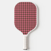 Pink Brown Schachbrett Diamond Pattern Pickleball Schläger (Rückseite)