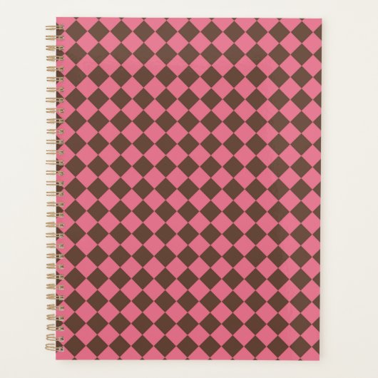 Pink Brown Schachbrett Diamond Pattern Planer (Vorderseite)