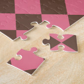 Pink Brown Schachbrett Diamond Pattern Puzzle (Seite)