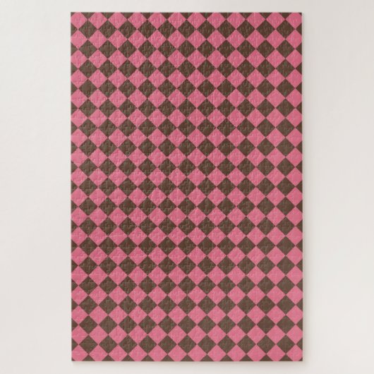 Pink Brown Schachbrett Diamond Pattern Puzzle (Vertikal)