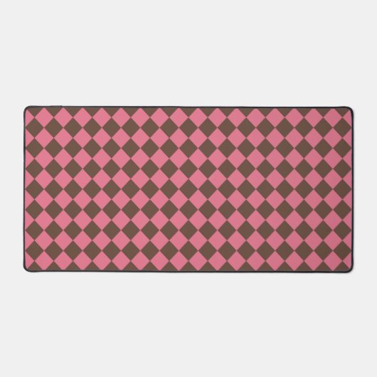 Pink Brown Schachbrett Diamond Pattern Schreibtischunterlage (Vorderseite)