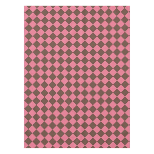 Pink Brown Schachbrett Diamond Pattern Tischdecke (Vorderseite)