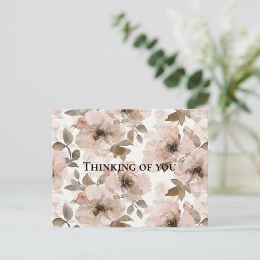 Pink Brown Southwestern Floral Denken Sie an Sie Postkarte (Stehend Vorderseite)