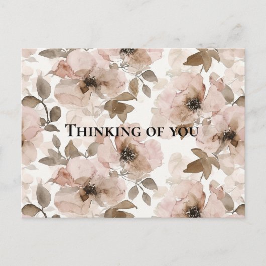 Pink Brown Southwestern Floral Denken Sie an Sie Postkarte (Vorderseite)