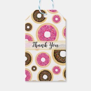 Pink & Brown Sprinkle Donuts Modern Birthday Party Geschenkanhänger