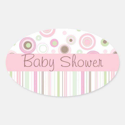 Pink Brown Sweet Girl Polka Dot Baby Dusche Ovaler Aufkleber (Vorderseite)