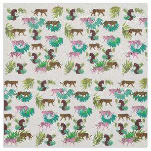 Pink Brown Tigers Stoff