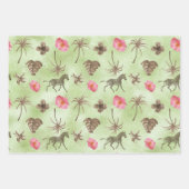 Pink Brown Tropical Zebra Blumenpalmen Bäume Geschenkpapier Set (Vorderseite 2)