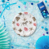 Pink Brown Tropical Zebra Blumenpalmen Bäume Pappteller (Party)