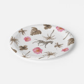 Pink Brown Tropical Zebra Blumenpalmen Bäume Pappteller (Schrägansicht)