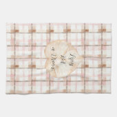 Pink Brown White Plaid Stripes Leaf Geschirrtuch (Horizontal)