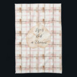Pink Brown White Plaid Stripes Leaf Geschirrtuch<br><div class="desc">Pink Brown White Plaid Stripes Leaf</div>