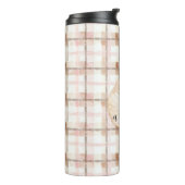 Pink Brown White Plaid Stripes Leaf Thermosbecher (Nach links gedreht)