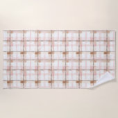 Pink Brown White Plaid Stripes Strandtuch (Vorderseite)