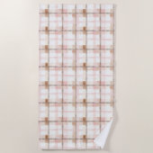 Pink Brown White Plaid Stripes Strandtuch (Vorderseite)