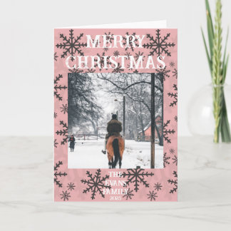 Pink, brown.white snowflakes karte