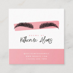 Pink Brows Aftercare-Anweisung Quadratische Visitenkarte
