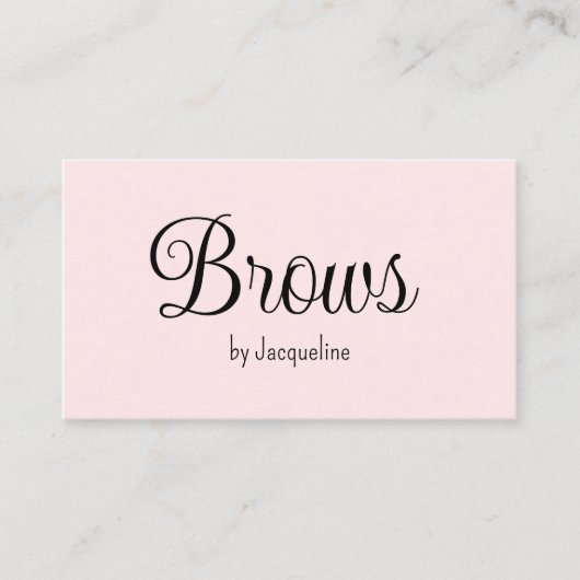 Pink Brows Beauty Einfaches Skript Visitenkarte (Vorderseite)