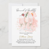 Pink Brunch & Bubbly Mimosa Brautparty Einladung (Vorderseite)