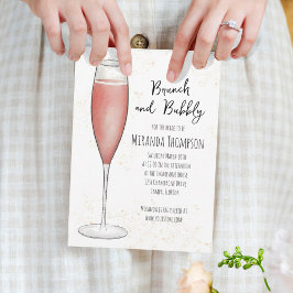 Pink Brunch und Bubbly Champagne Brautparty Einladung