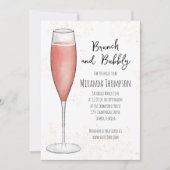 Pink Brunch und Bubbly Champagne Brautparty Inv Einladung (Vorderseite)