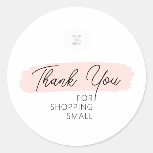 Pink Brush Stroke Vielen Dank, dass Sie kleine Ein Runder Aufkleber (Vorderseite)