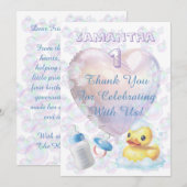 Pink Bubble Duck Thank You Dankeskarte (Vorne/Hinten)