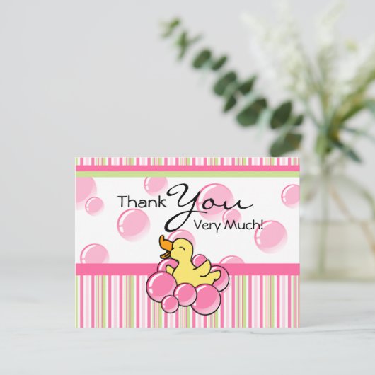 Pink Bubble Ducky Danke Karten (Stehend Vorderseite)