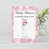 PINK BUBBLE FLORAL BABY DUSCHE EINLADUNG (Stehend Vorderseite)