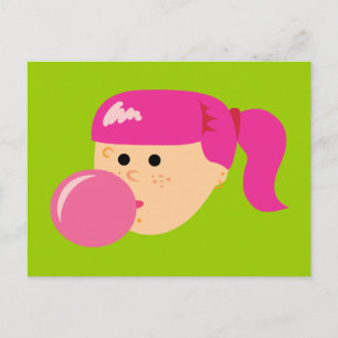 Pink Bubble Gum Girl Postkarte