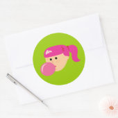 Pink Bubble Gum Girl Runder Aufkleber (Umschlag)