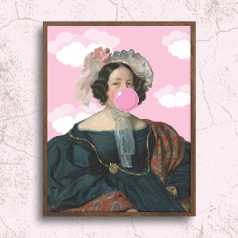 Pink Bubble Gum Lady AlterArt Poster
