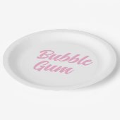 Pink Bubble Gum Simple Typography Birthday Party Pappteller (Schrägansicht)