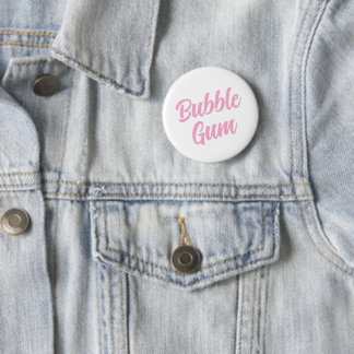 Pink Bubble Gum Simple Typography Fun Whimsical  Button