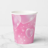 Pink Bubble Hearts Niedlich Girly 90er Jahre Stil Pappbecher (Rückseite)