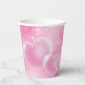 Pink Bubble Hearts Niedlich Girly 90er Jahre Stil Pappbecher (Vorderseite)
