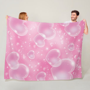 Pink Bubble Hearts Niedlich Girly 90er Jahre Style Fleecedecke