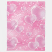 Pink Bubble Hearts Niedlich Girly 90er Jahre Style Fleecedecke (Vorderseite)