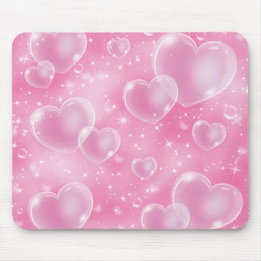 Pink Bubble Hearts Niedlich Girly 90er Jahre Style Mousepad (Vorne)