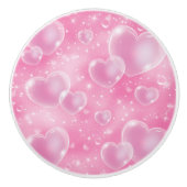 Pink Bubble Hearts Niedlich Girly Keramikknauf (Vorderseite)