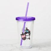 Pink Bubble Tee & Unicorn Acrylic Tumbler Acryltrinkbecher (Rückseite)