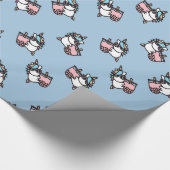 Pink Bubble Tee & Unicorn Wrapping Paper Geschenkpapier (Ecke)
